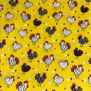 Cotton face mask, chickens on yellow